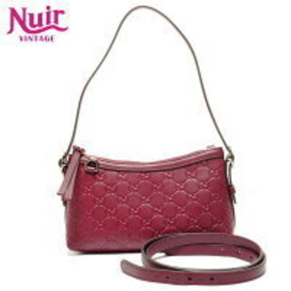 Gucci GG Emblem Wine Red Shoulder Bag Straps